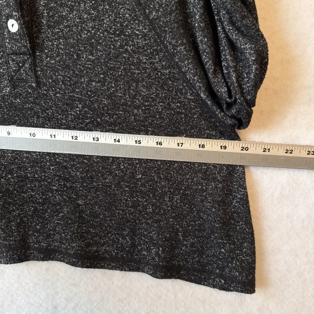 Stitch & Pine Sleep Henley Cropped Buttery Soft Black Top M Lounge‎ Sleepwear